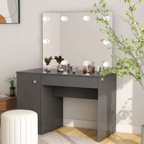 szürke LED-es MDF sminkasztal 110 x 55 x 145 cm