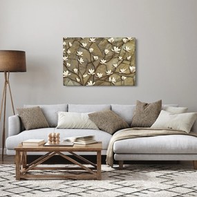 Kép - Fehér magnóliák kőfalazaton (90x60 cm)