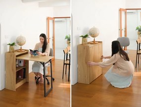 Összecsukható polcos íróasztal / számítógépasztal 102×58 cm, masszív kialakítással, aranytölgy – Intenso Home