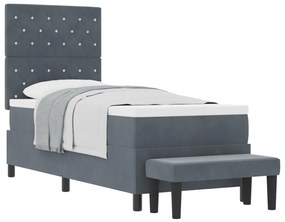 Box Spring Ágy Matraccal &amp; Pad Sötétszürke 80x200 cm Bársony