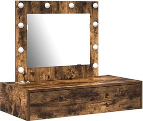 vidaXL Öltözködőasztal tükör lámpákkal Barna 83 x 40 x 70 cm Faanyag