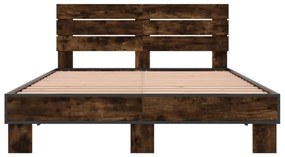 füstös tölgy színű szerelt fa és fém ágykeret 140x190 cm