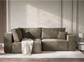 Barna zsenília kinyitható-tárolóhelyes sarokkanapé (bal oldali-L alakú) Tonga – Maison de Rêve