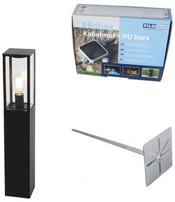 Kültéri oszloplámpa fekete 80 cm földszúróval és kábelcsatlakozóval - Charlois