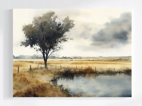 Vászonkép Canvas Tájkép Szabadtéri Falu Síkság Fűzfa Mező 80x60