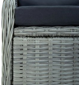 9 részes világosszürke polyrattan kültéri étkezőszett párnákkal