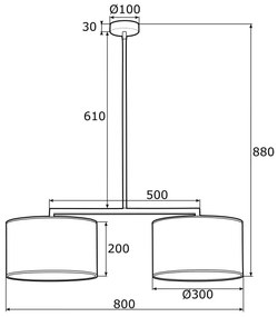 Argon 0898 - Csillár rúdon KARIN 2xE27/15W/230V sárgaréz/fekete