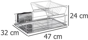 Duplaszintés mosogatógép, csepptálca - rozsdamentes acél