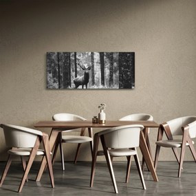 Kép - Szarvas az erdőben 2, fekete-fehér (120x50 cm)