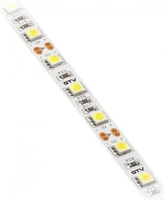 LED szalag 5050, 300 LED/5 fm, meleg fehér, 15W/fm,  72W/5fm , 10mm , 5fm/tekercs, 12V, IP20, 900lm/m