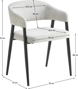 Dizájner étkezőszék, világosszürke/fekete, NIZAR TYP 2