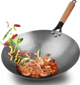 Wok Serpenyő Kantoni Acél Kínai Mély Ázsiai Ételekhez 30 cm 12"