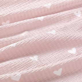 Goldea pamut krepp anyag - szívecskék, púderrózsaszín alapon 160 cm
