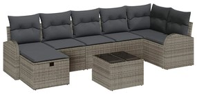 vidaXL Kanapé Szett párnával tárolóval Szürke polirattan