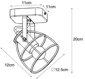 Ipari spotlámpa sötét szürke fával állítható - Arthur