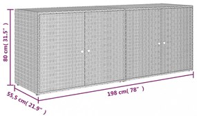 fekete polyrattan kerti tárolószekrény 198 x 55,5 x 80 cm