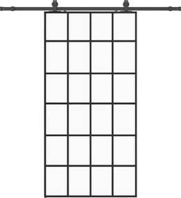 vidaXL fekete ESG üveg tolóajtó fémszerelvény-szettel 102x205 cm