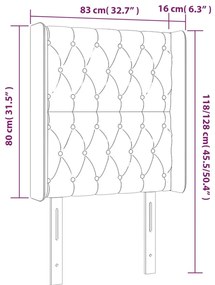 sötétkék bársony LED-es fejtámla 83x16x118/128 cm