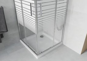 Mexen Rio 80 x 80 cm-es négyzet alakú zuhanykabin, fehér csíkok, króm + Flat fehér zuhanytálca - 860-080-080-01-20-4010