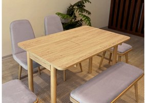 Étkezőgarnitúra(Kihúzható asztal, szék) (6 db) Vina Mini 03 0701 - Tölgy, Soho Szürke