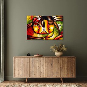 Kép - olajfestmény, absztrakt arcok (90x60 cm)