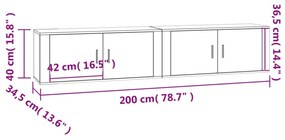 2 db szürke sonoma falra szerelhető TV-szekrény 100x34,5x40 cm