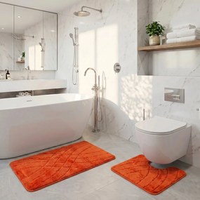 Kvalitex Sávok fürdőszoba- és WC-szőnyegnarancssárga, 60 x 100 cm, 60 x 50 cm