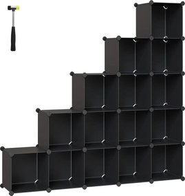 Fekete moduláris dugós könyvespolc ruházat 15 doboz polc
