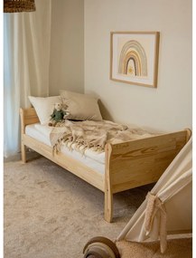 Natúr színű borovi fenyő gyerekágy ágyráccsal 90x160 cm Roma – Adeko