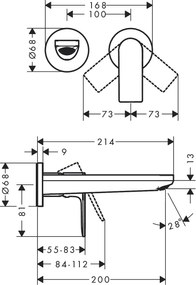 Hansgrohe Rebris E, rejtett mosdócsaptelep, 2 lyukú beépítés, króm, 72568000