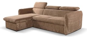 Bejárható sarokkanapé L-alakban, tárolóval, BEJA bézs, balos