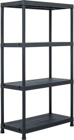 vidaXL fekete műanyag tároló polc 100 kg 60 x 30 x 138 cm
