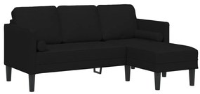 3 személyes L-alakú kanapé Fekete 160 cm Szövet
