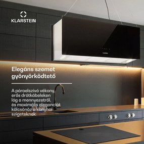 Klarstein Kronleuchter XL, mennyezeti páraelszívó, 90 cm, 590 m³/ó, LED, érintőképernyős, fekete