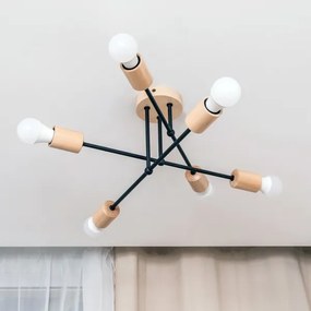 Plafonra szerelhető CAMBRIDGE csillár 6xE27/15W/230V fenyő