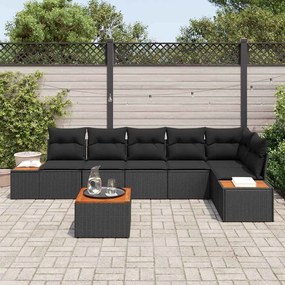 Kerti Kanapé Szett 7 pcs Fekete 319 x 154 x 85 cm Poli rattan