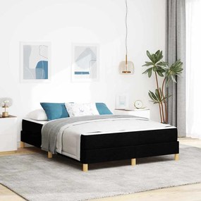Boxrugós ágy Fekete és Barna 140 x 190 cm Textil és mérnöki fa
