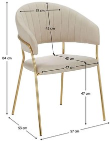 Dizájnos étkezőfotel Dasmona 1 (bézs + arany + króm) . 1097098