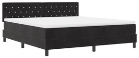 Boxspring Ágy Matraccal és LED Fényekkel Fekete 180x200 cm Bársony