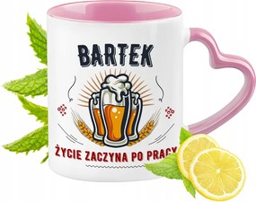 Bartók Bögre Rózsaszín Szív Alakú Füllel Kávé Ajándék