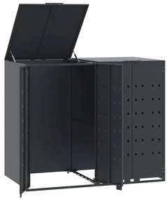 antracit acél kerekes tároló 2 szemeteskukához 138x79x117 cm