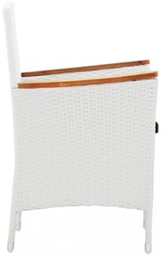 5 részes kültéri fehér polyrattan étkezőgarnitúra