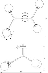 Csillár JOY 4xE14/40W/230V fekete/fényezett króm