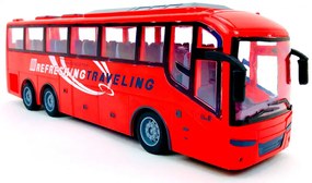 Nagy Rc Távirányítós Távolsági Busz Piros színben 27 Mhz Rádó Frekvenciával Elemes Jármű Gumi kerekek