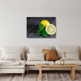 Citrom és a menta az asztalon képe (üvegen) (70x50 cm)
