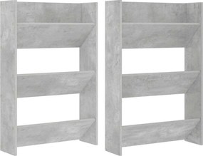vidaXL 2 db betonszürke fali cipősszekrény 60 x 18 x 90 cm