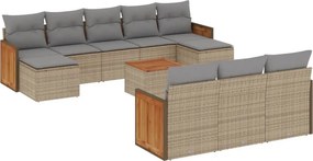 vidaXL 11 részes bézs polyrattan kerti ülőgarnitúra párnákkal