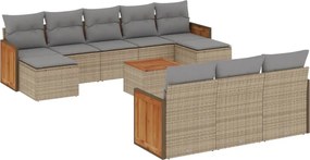 vidaXL 11 részes bézs polyrattan kerti ülőgarnitúra párnákkal