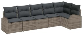 vidaXL Kerti Kanapé Szett párnával tárolóval 6 pcs Szürke polirattan