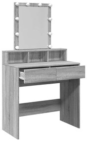 szürke sonoma színű fésülködőasztal LED-del 80 x 41 x 144,5 cm